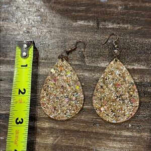 Gold Glitter Teardrop Earrings